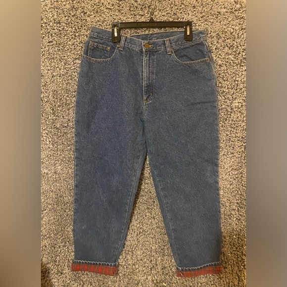 L. L. BEAN Women's Jeans Size 16R Flannel Lined Double L Relaxed Fit Denim Jeans - Picture 1 of 10